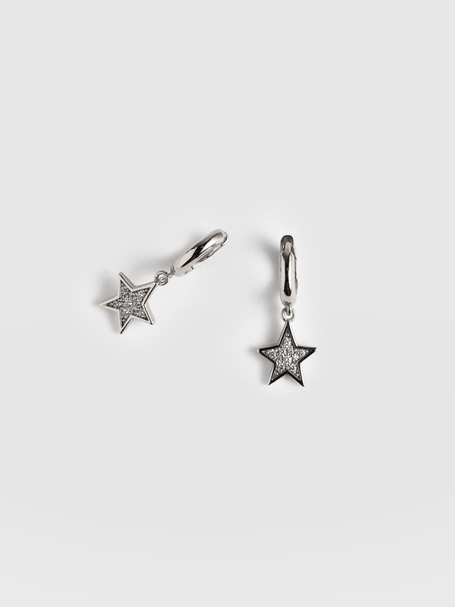 Astral Star Charm Drop Huggie Earrings Silver - Women's Jewellery | Saint + Sofia® USA